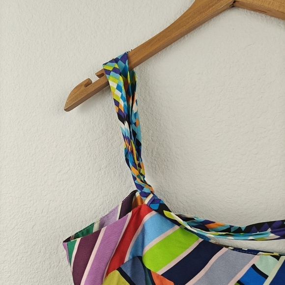 MILLY Marissa Colorful Rainbow Chevron Striped Mini Strappy Sheath Dress Sz 8 - Picture 6 of 14